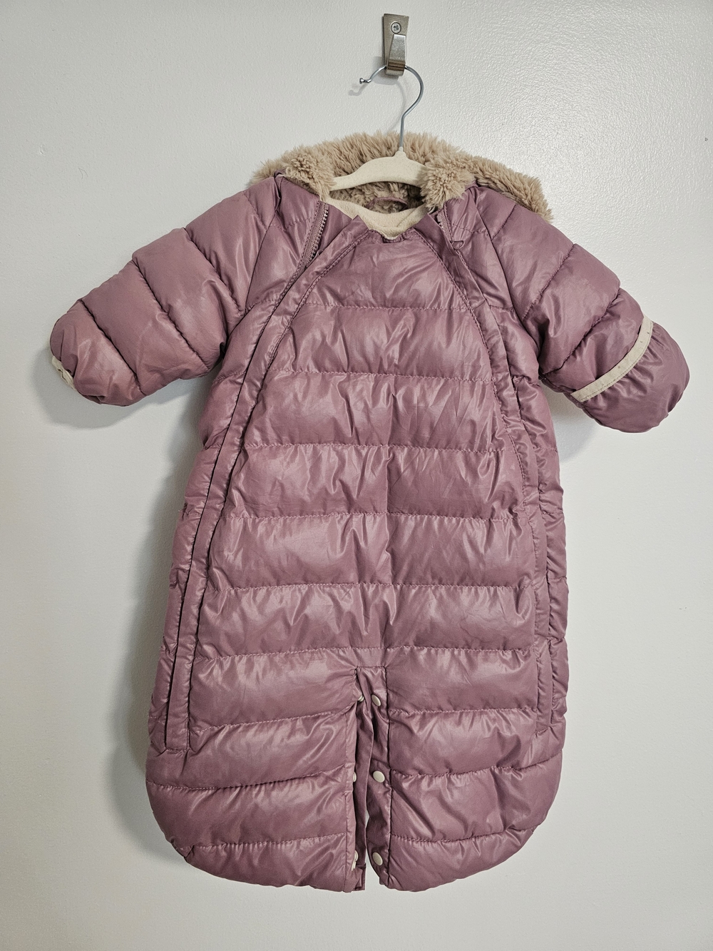 7AM Enfant Puffy Bunting Suit Winter Dusty Pink 0-3M Baby Girl